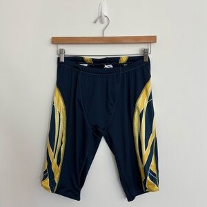 Adoretex Swimware Mens Swim Shorts 36 Navy Yellow Athletic Pool Beach Activewear